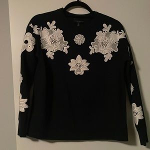 VICTORIA BECKHAM x Target Navy Blue White Floral Applique Sweatshirt